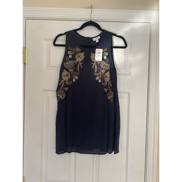 J.Jill Womens Embroidered Navy Floral Tank Size XS NWT - Picture 1 of 7